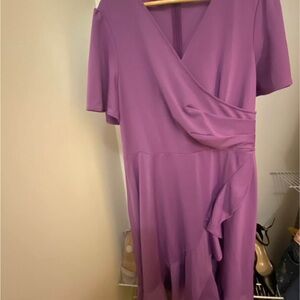 NWT 2XL Elegant Purple Faux Wrap Dress